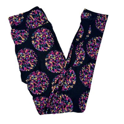 LuLaRoe Black Pink Kaleidoscope Bright Circles Swirls Leggings One Size OS